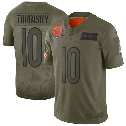 Men Chicago Bears 10 Trubisky Green Nike Olive Salute To Service Limited NFL Jerseys