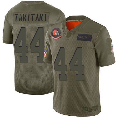 Nike Browns #44 Sione Takitaki Camo Men's Stitched NFL Limited 2019 Salute To Service Jersey