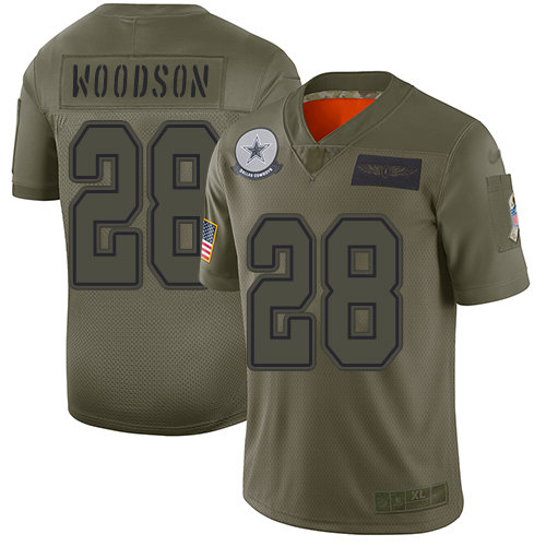 Nike Cowboys #28 Darren Woodson Camo Men's Stitched NFL Limited 2019 Salute To Service Jersey