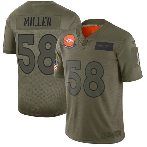 Men Denver Broncos 58 Miller Green Nike Olive Salute To Service Limited NFL Jerseys