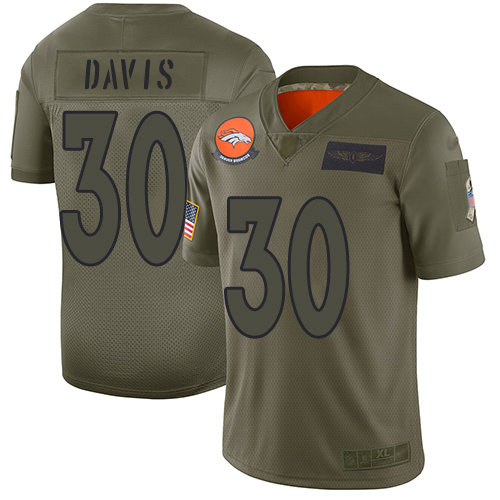 Nike Broncos #30 Terrell Davis Camo Men's Stitched NFL Limited 2019 Salute To Service Jersey