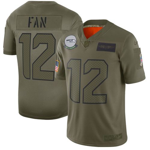 Men Seattle Seahawks 12 Fan Green Nike Olive Salute To Service Limited NFL Jerseys