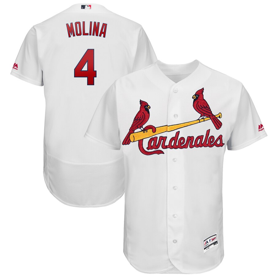 St. Louis Cardinals #4 Yadier Molina Majestic 2019 Hispanic Heritage Flex Base Authentic Player White Jersey