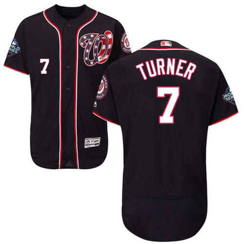 Men's Washington Nationals #7 Trea Turner Navy 2019 World Series Bound Flexbase Authentic Collection Stitched MLB Jersey