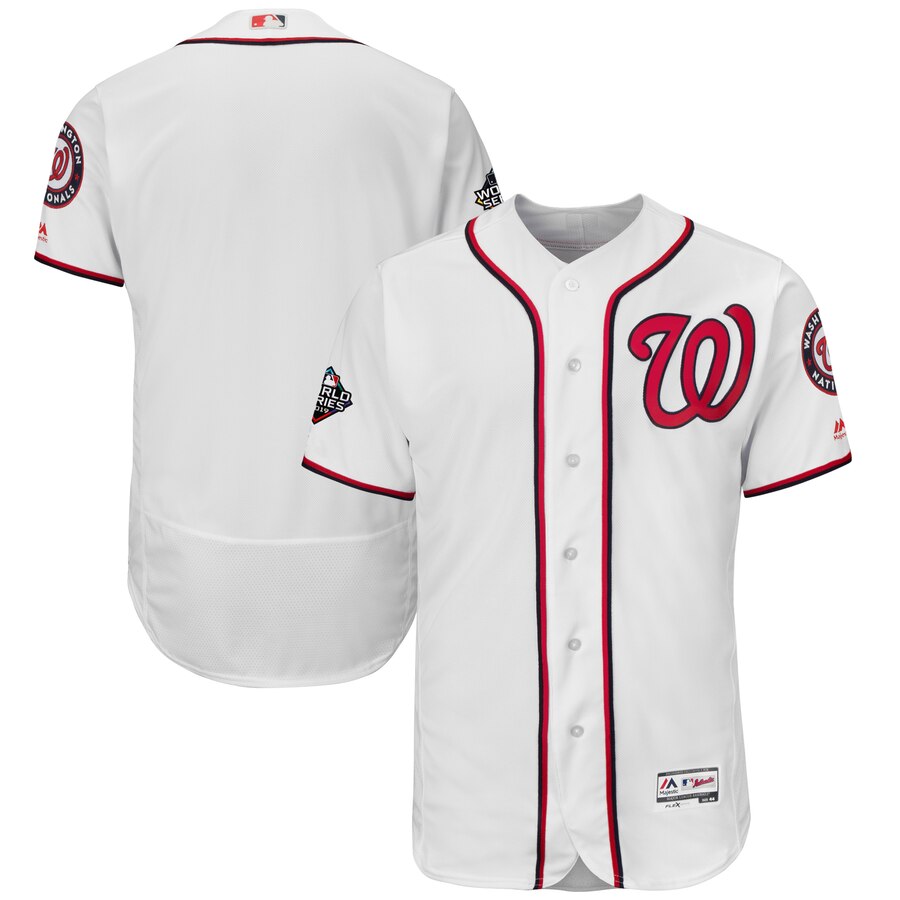 Men's Washington Nationals Blank White 2019 World Series Bound Flexbase Authentic Collection Stitched MLB Jersey