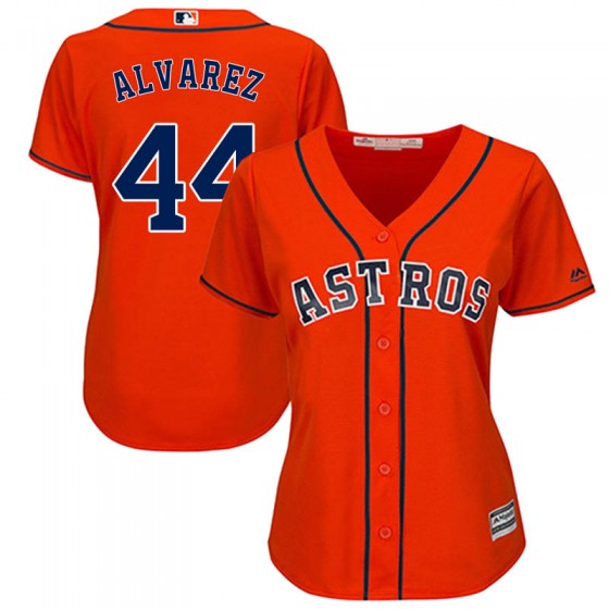 Women's Authentic Houston Astros #44 Yordan Alvarez Majestic Cool Base Alternate OrangeJersey