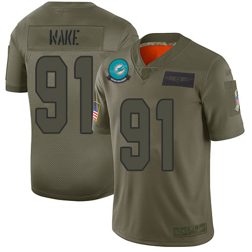 Nike Dolphins #91 Cameron Wake Camo Men's Stitched NFL Limited 2019 Salute To Service Jersey