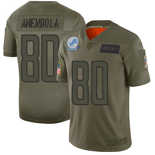 Nike Lions #80 Danny Amendola Camo Men's Stitched NFL Limited 2019 Salute To Service Jersey