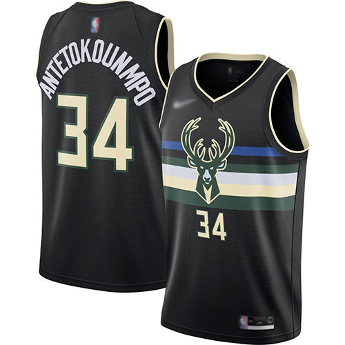 Bucks #34 Giannis Antetokounmpo Black Basketball Swingman Statement Edition 2019-2020 Jersey