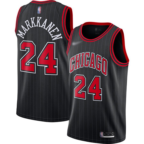 Bulls #24 Lauri Markkanen Black Basketball Swingman Statement Edition 2019-2020 Jersey