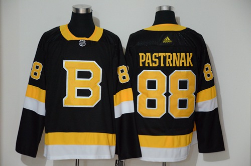 Men's Boston Bruins #88 David Pastrnak Black Throwback Authentic Stitched Hockey Jersey