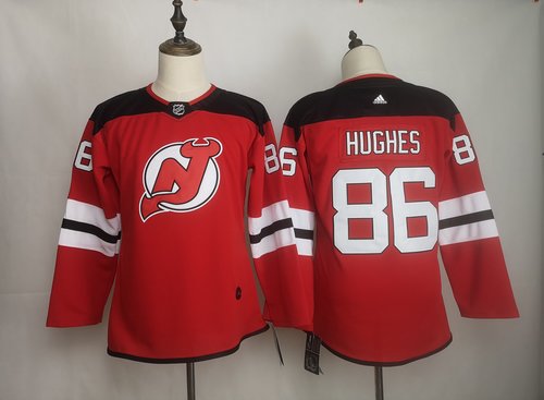 Men's New Jersey Devils 86 Jack Hughes Red Women Adidas Jersey