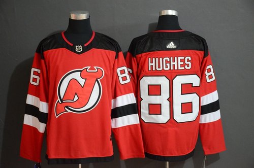 Men's New Jersey Devils 86 Jack Hughes Red Adidas Jersey