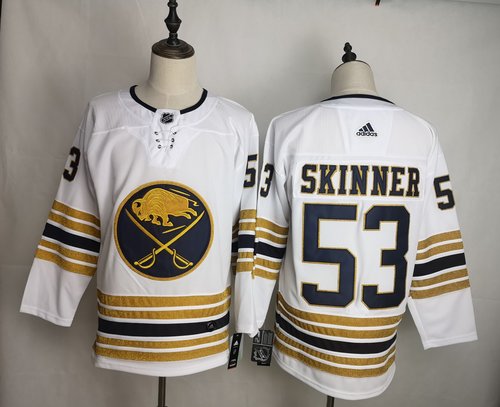 Men's Buffalo Sabres 53 Jeff Skinner White 50th anniversary Adidas Jersey