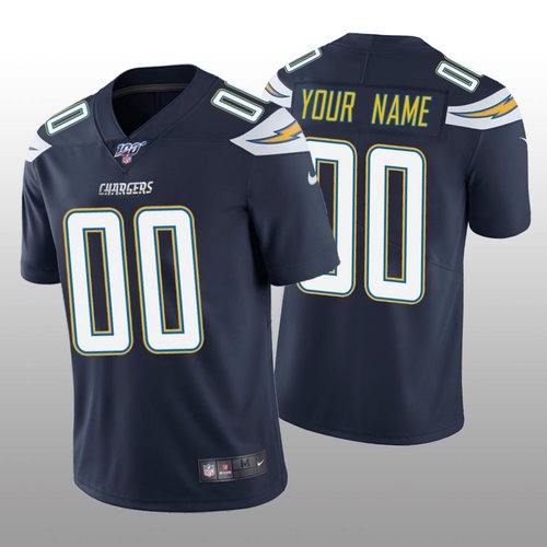 Men's Los Angeles Chargers Custom Navy Vapor Limited 100th Season Jersey