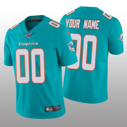 Men's Miami Dolphins Custom Aqua Vapor Limited 100th Season Jersey