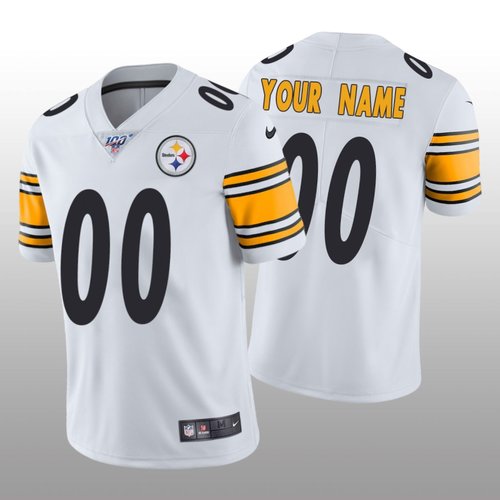 Men's Pittsburgh Steelers Custom White Vapor Limited 100th Season Jersey