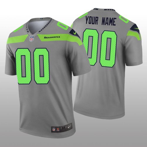 Men's Seattle Seahawks Custom Gray Inverted Legend Jersey