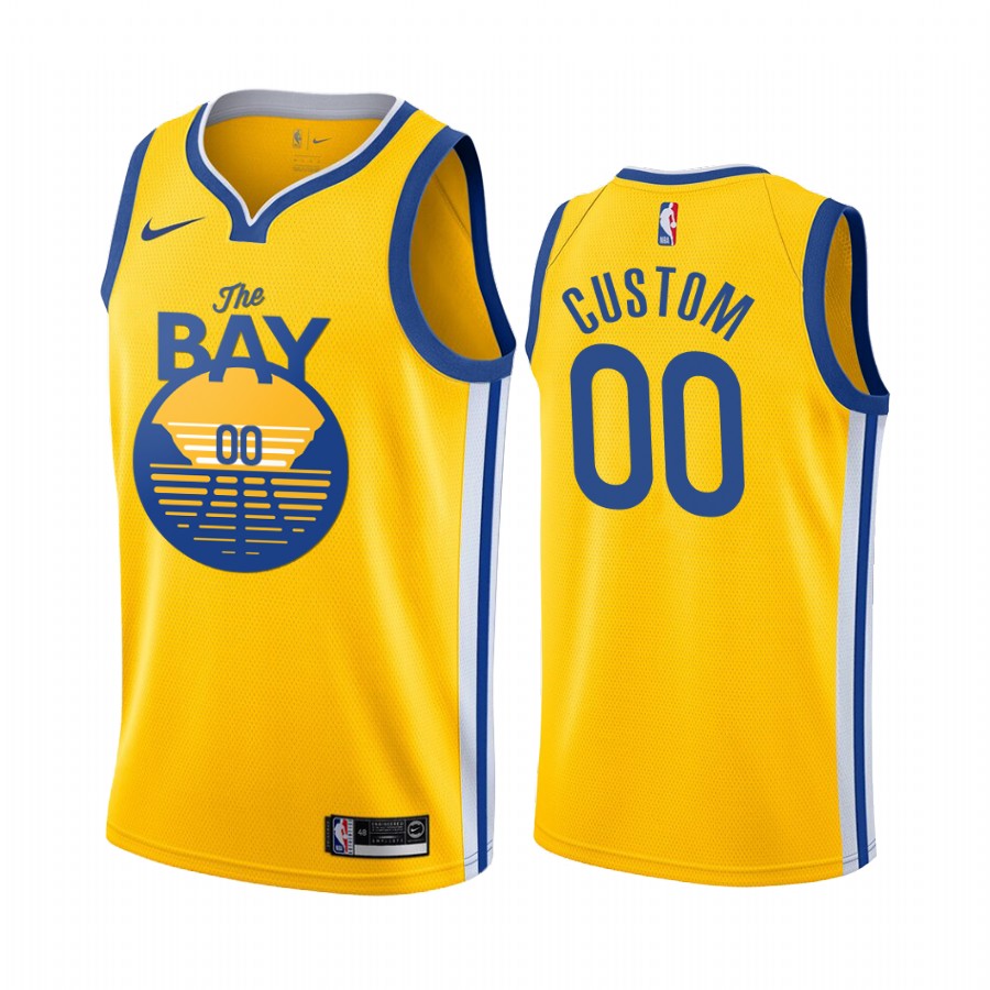 Nike Warriors Custom 2019-20 Men's Yellow The Bay City Edition NBA Jersey