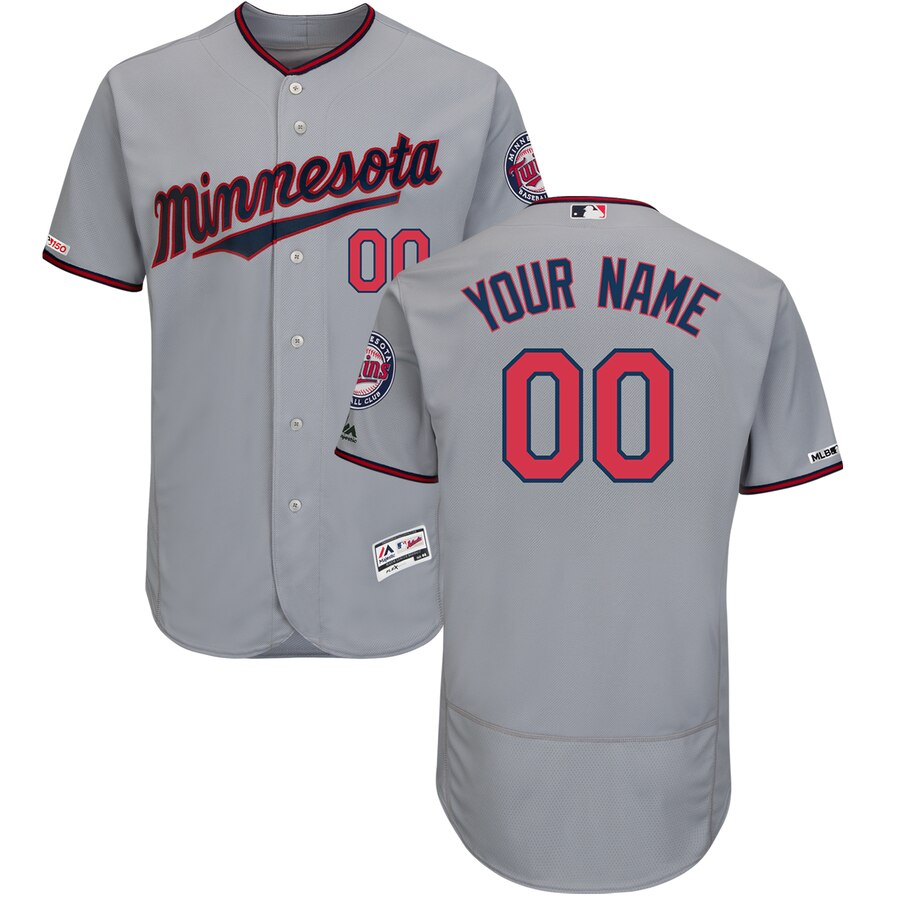 Men's Minnesota Twins Majestic Gray Road Flex Base Authentic Collection Custom Jersey