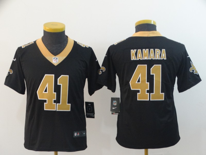 Youth Nike Saints 41 Alvin Kamara Black Vapor Untouchable Limited Jersey