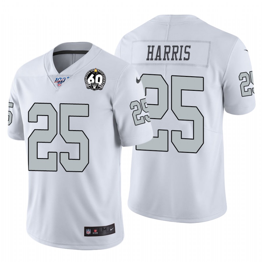 Nike Raiders #25 Erik Harris White 60th Anniversary Patch Men's Stitched NFL 100 Limited Color Rush Jersey