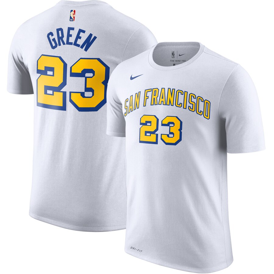 Golden State Warriors #23 Draymond Green Nike Hardwood Classic Name & Number T-Shirt White