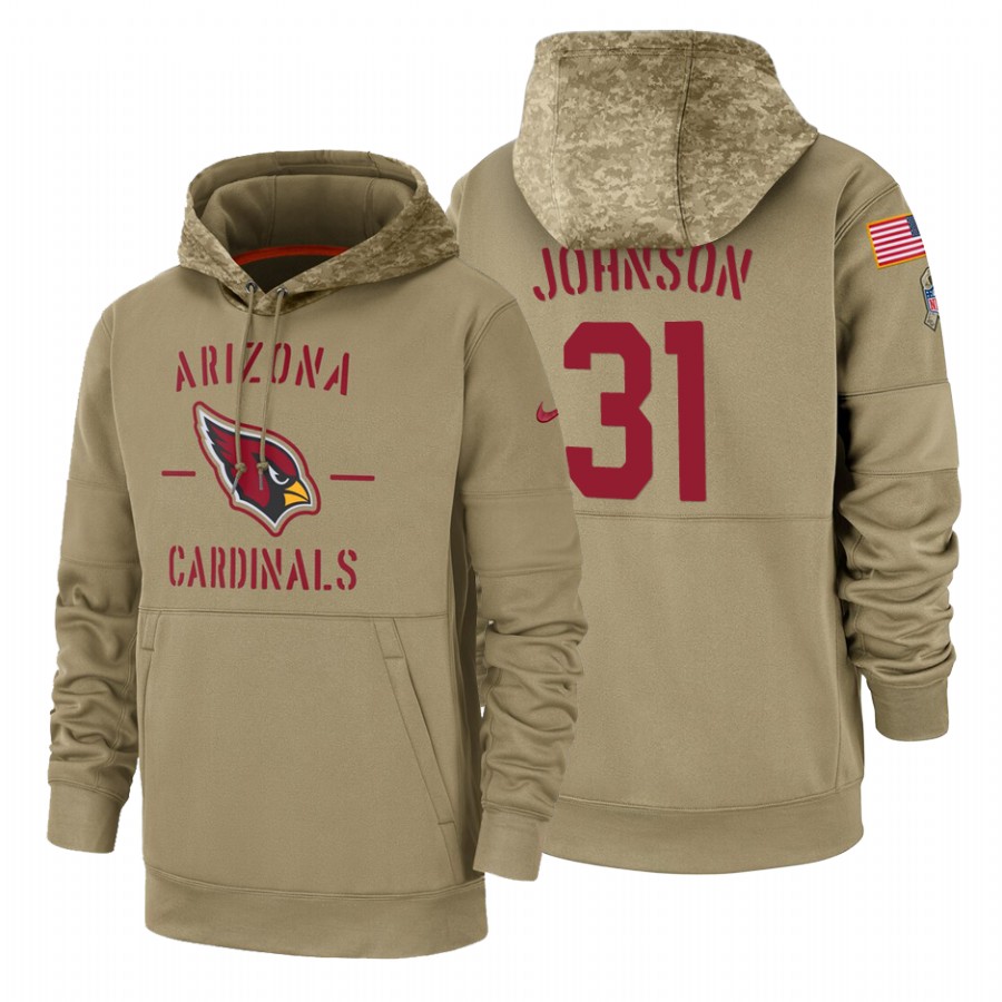 Arizona Cardinals #31 David Johnson Nike Tan 2019 Salute To Service Name & Number Sideline Therma Pullover Hoodie