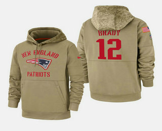 Men's New England Patriots #12 Tom Brady 2019 Salute to Service Sideline Therma Hoodie