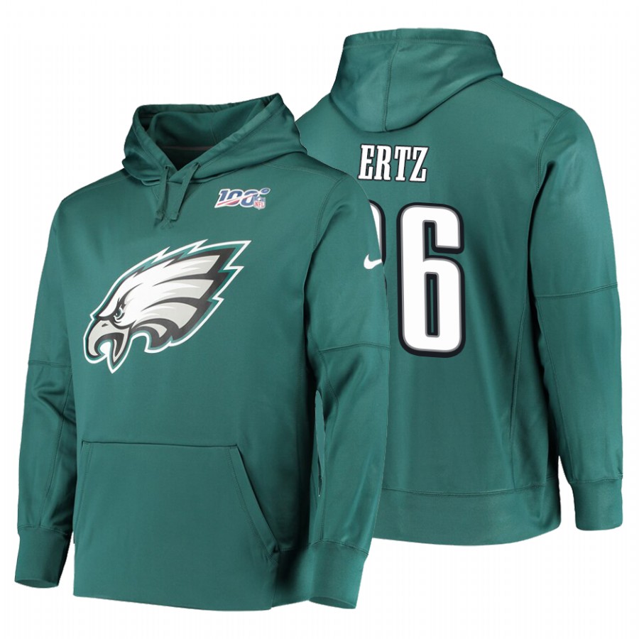 Philadelphia Eagles #86 Zach Ertz Nike NFL 100 Primary Logo Circuit Name & Number Pullover Hoodie Midnight Green