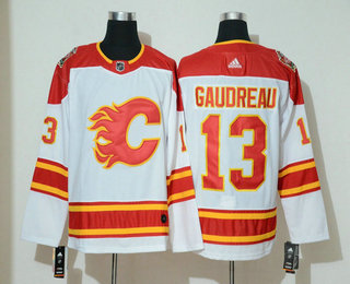 Men's Calgary Flames #13 Johnny Gaudreau White 2019 Heritage Classic Adidas Stitched NHL Jersey