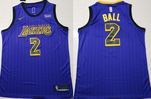 Nike Lakers #2 Lonzo Ball Purple 2018-2019 Swingman Jersey - City Edition