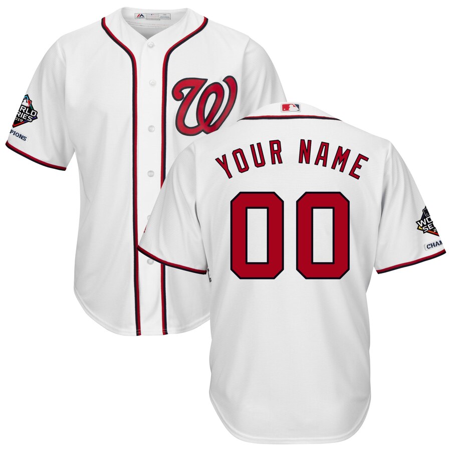 Washington Nationals Majestic 2019 World Series Champions Home Official Cool Base Custom White Jersey