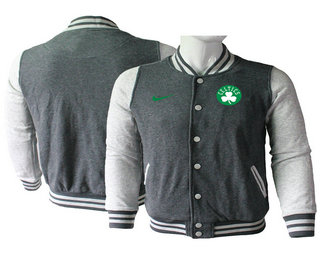 Men's Boston Celtics Gray Stitched NBA Jacket