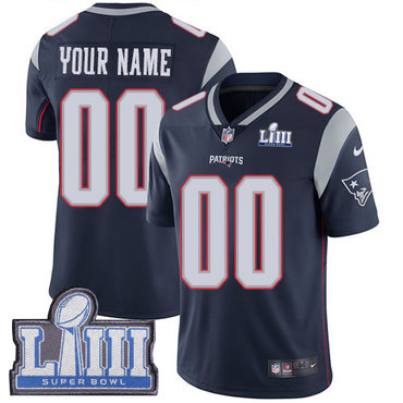 Youth Customized New England Patriots Vapor Untouchable Super Bowl LIII Bound Limited Navy Blue Nike NFL Home Jersey 