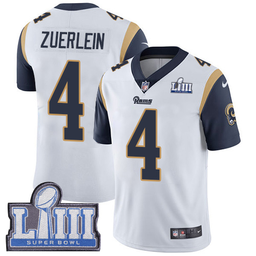 #4 Limited Greg Zuerlein White Nike NFL Road Youth Jersey Los Angeles Rams Vapor Untouchable Super Bowl LIII Bound