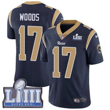 #17 Limited Robert Woods Navy Blue Nike NFL Home Youth Jersey Los Angeles Rams Vapor Untouchable Super Bowl LIII Bound