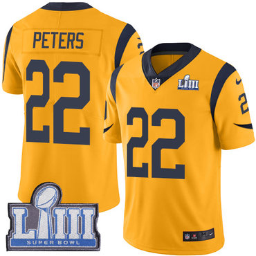 #22 Limited Marcus Peters Gold Nike NFL Youth Jersey Los Angeles Rams Rush Vapor Untouchable Super Bowl LIII Bound