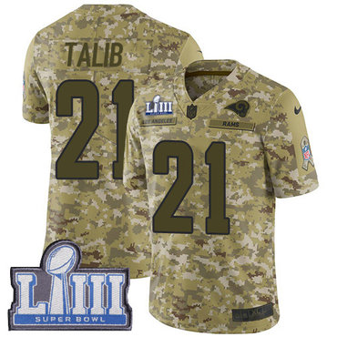 #21 Limited Aqib Talib Camo Nike NFL Youth Jersey Los Angeles Rams 2018 Salute to Service Super Bowl LIII Bound