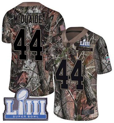 #44 Limited Jacob McQuaide Camo Nike NFL Youth Jersey Los Angeles Rams Rush Realtree Super Bowl LIII Bound