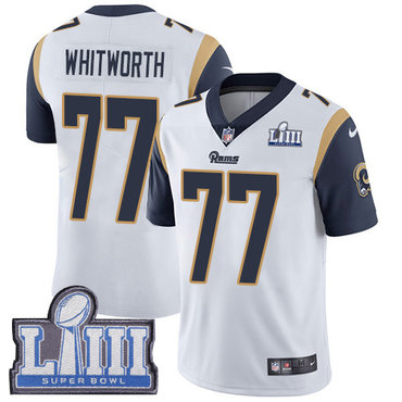 Youth Los Angeles Rams #77 Andrew Whitworth White Nike NFL Road Vapor Untouchable Super Bowl LIII Bound Limited Jersey