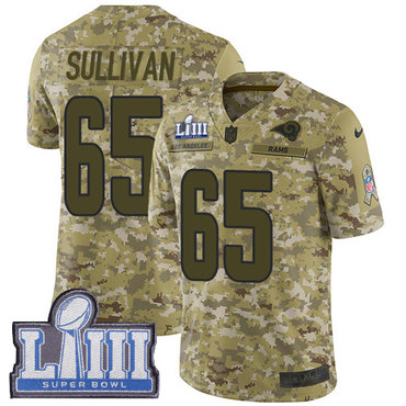 Youth Los Angeles Rams #65 John Sullivan Camo Nike NFL 2018 Salute to Service Super Bowl LIII Bound Limited Jersey