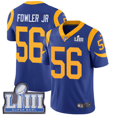 Youth Los Angeles Rams #56 Dante Fowler Jr Royal Blue Nike NFL Alternate Vapor Untouchable Super Bowl LIII Bound Limited Jersey