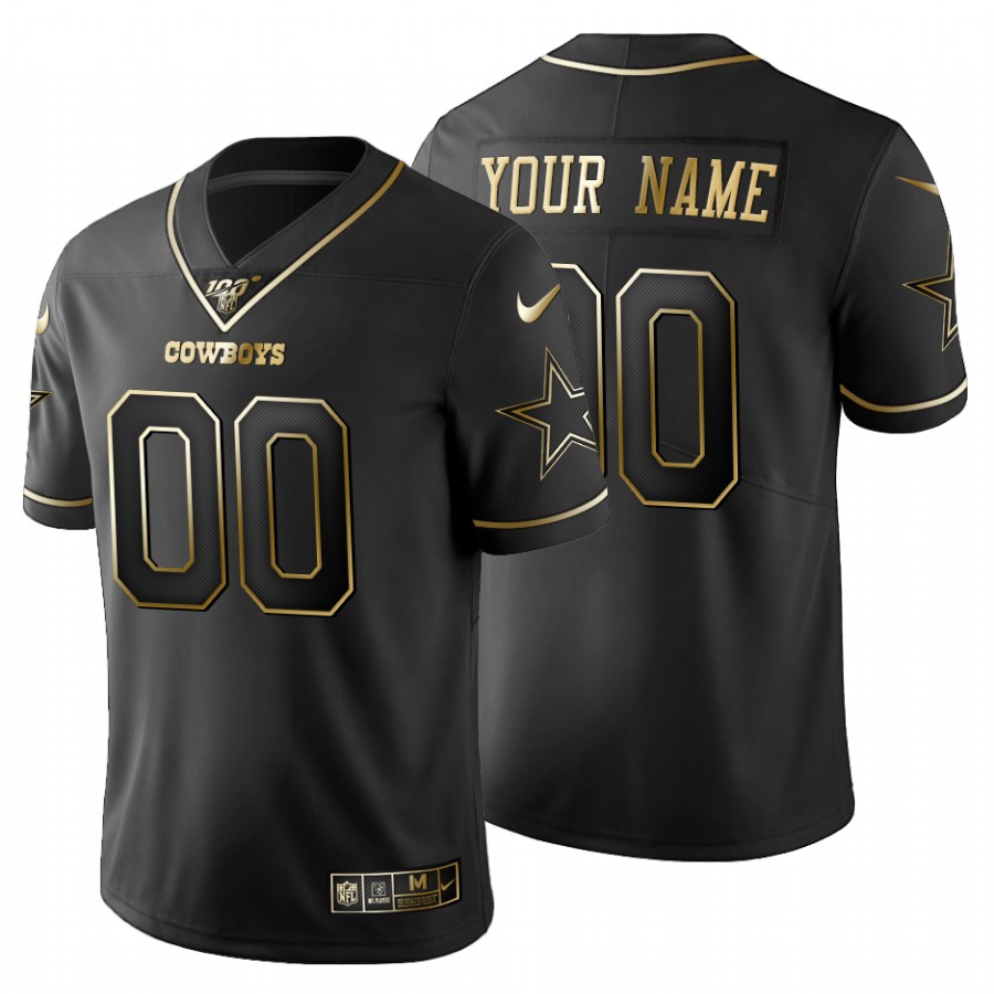 Dallas Cowboys Custom Men's Nike Black Golden Limited NFL 100 Jersey