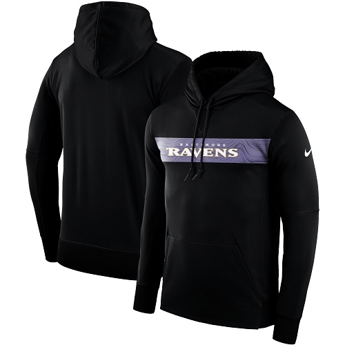 Men's Baltimore Ravens Nike Black Sideline Team Performance Pullover Hoodie