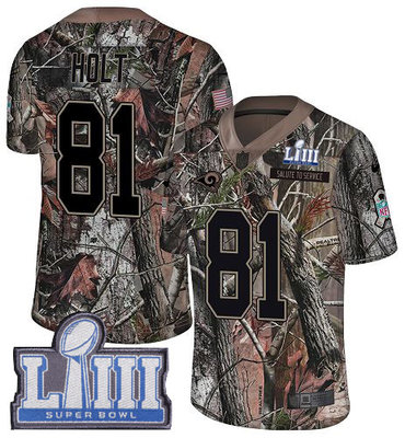 #81 Limited Torry Holt Camo Nike NFL Men's Jersey Los Angeles Rams Rush Realtree Super Bowl LIII Bound