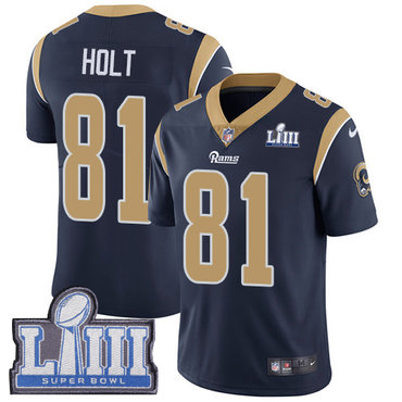 #81 Limited Torry Holt Navy Blue Nike NFL Home Men's Jersey Los Angeles Rams Vapor Untouchable Super Bowl LIII Bound