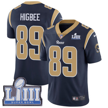 #89 Limited Tyler Higbee Navy Blue Nike NFL Home Men's Jersey Los Angeles Rams Vapor Untouchable Super Bowl LIII Bound