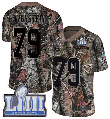 #79 Limited Rob Havenstein Camo Nike NFL Men's Jersey Los Angeles Rams Rush Realtree Super Bowl LIII Bound