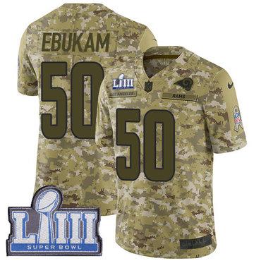 #50 Limited Samson Ebukam Camo Nike NFL Men's Jersey Los Angeles Rams 2018 Salute to Service Super Bowl LIII Bound